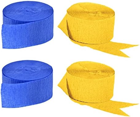 כחול וזהב צהוב קרפ נייר סטרימרים, 4 לחמניות בסך הכל, תוצרת ארצות הברית