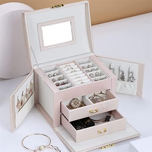 תיבת אחסון תכשיטים תיבת תצוגה קופסת קיבולת גדולה קופסת עור תכשיטים עגילי שרשרת ניידים קופסת אחסון תכשיטים