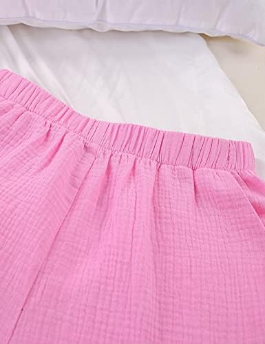 ARSSM פשתן 2 חתיכות סט לנשים כפתור מטה חולצה למעלה תלבושות קצרות רגל רחבות גבוהות למותניים.