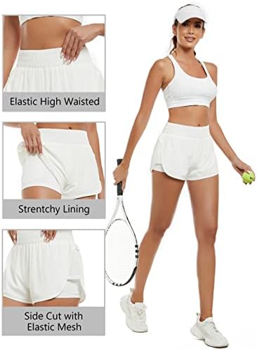 מכנסיים קצרים אתלטים של BMJL נשים מותניים גבוהות מכנסיים קצרים אימון קיץ עם כיס פנימי