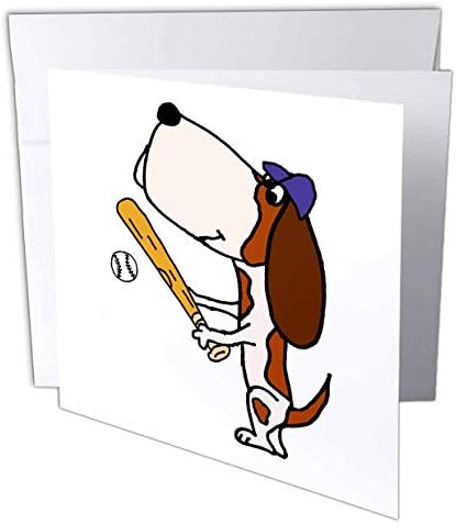 3 ורוד חמוד מצחיק באסט כלבם משחק בייסבול או סופטבול קריקטורה-ברכה כרטיס, 6 על ידי 6-אינץ