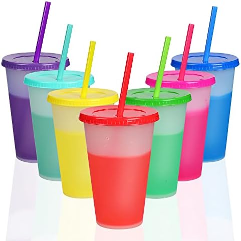 פנקרטוק צבע שינוי כוסות כוסות עם מכסים קשיות-16 עוז ילדים כוסות לשימוש חוזר פלסטיק קר כוסות למבוגרים