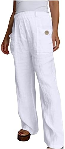 מכנסי קו כותנה של Blukids לנשים מכנסי קו כותנה לנשים מכנסיים בצבע אחיד מכנסי קפריס מזדמנים מכנסיים