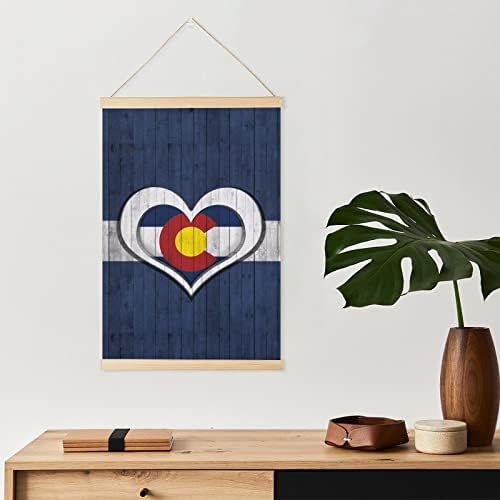 נודקיו קולורדו דגל לב ועץ פוסטר מגנטי מסגרת קיר קיר קיר תלות תמונות אמנות לתמונות לקישוט הבית