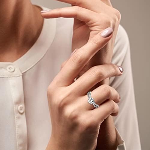 2023 חדש תכשיטים טבעת עגול לבבות חצים לחתוך יהלומי כסף טבעת טבעת שש יהלומי טבעת נשים של אירוסין הלבשת