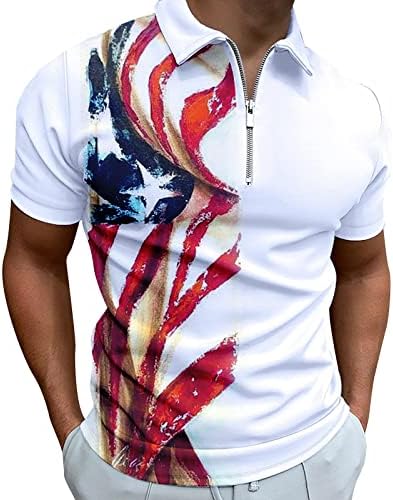 חולצות פולו דגל אמריקאי לגברים פטריוטיות 4 ביולי חולצות T