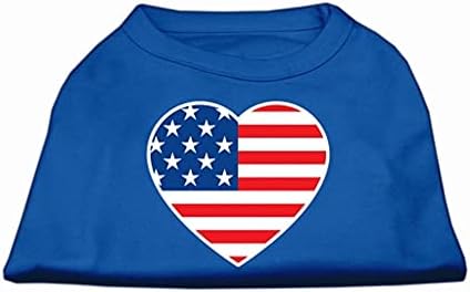 מוצרי חיות מחמד של מיראז 'דגל אמריקאי חולצת הדפס מסך לב, קטן, ורוד בהיר