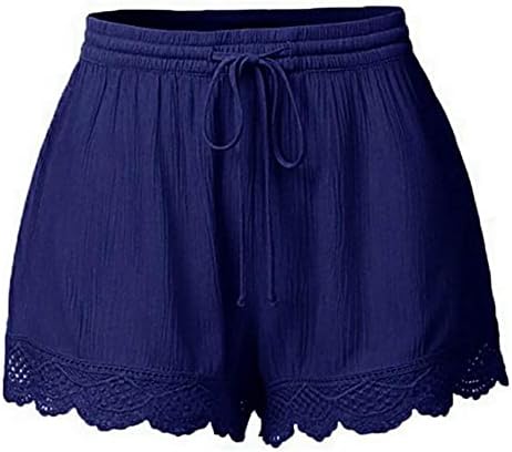 מכנסיים קצרים לנשים מקצבים לקיץ סתמי מותניים אלסטיים עם מכנסי תחרה קצרים מכנסיים קצרים של פיג'מה יוגה קצרים