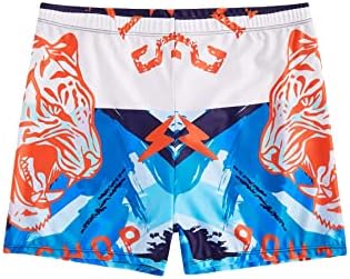 WDIRARA TIGER TIGER TIGER הדפסים קצרים קצרים מותניים אלסטיים מכנסיים קצרים צבעוניים שחייה קצרים