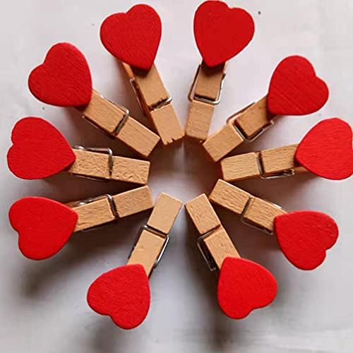 קאבילוק עיצוב עץ 50 יחידות עץ מיני כבסי כבישה אדום לב עץ עץ קליפ צילום דקורטיבי קיר מיני יתדות