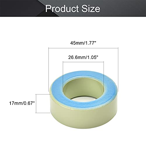 פילקט 2 PCS טורואיד ליבת טורואיד חנק אבקת ברזל טבעת פריט טבעת 27.2x44.5x16.5 ממ ， בהיר ירוק וכחול
