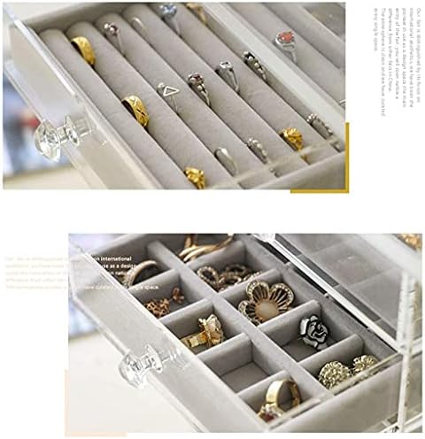 תצוגת קופסת תכשיטים שקופה קופסת מארגן תכשיטים אקריליים, תכשיטי תכשיטים של מחזיק עגיל ברורים עם 5 מגירות