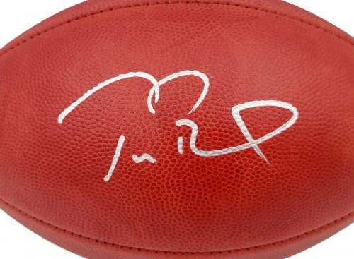 טום בריידי חתימה רשמית NFL עור SB LV לוגו כדורגל טמפה מפרץ פנאטים קנאים מניות הולו 202368 - כדורגל