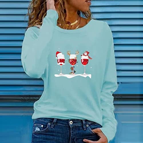 סווטשירטים של סוודר סוודרים לנשים לחג המולד הדפס חג המולד חולצת טריקו