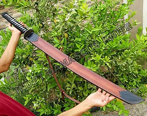 להבים ייחודיים 88 סמ חרב ארוכה 'דמשק פלדה חרב - חרב ויקינג - חרב עיצוב ציד חרב טנג מלא עם נדן עור