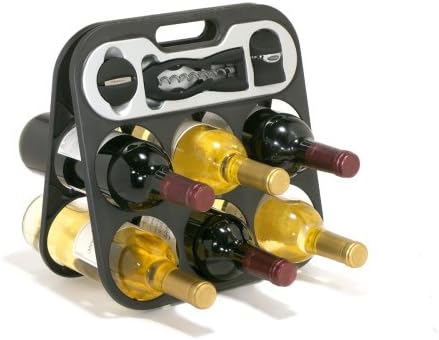 Metrokane מתלה יין נייד בר היין עם כלים מובנים