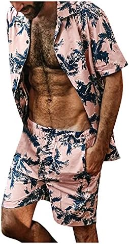 מכנסי קיץ וחולצות שרוול מכנסיים קצרים מערכות חוף מודפסות חליפות גברים קצרות של שני חלקים ומקטורן חליפה פסים