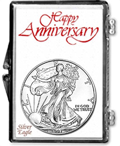 1998-1 אונקיה נשר סילבר אמריקאי במחזיק יום השנה 25 שנה מטבע דולר ארהב מנטה ללא סירוגין