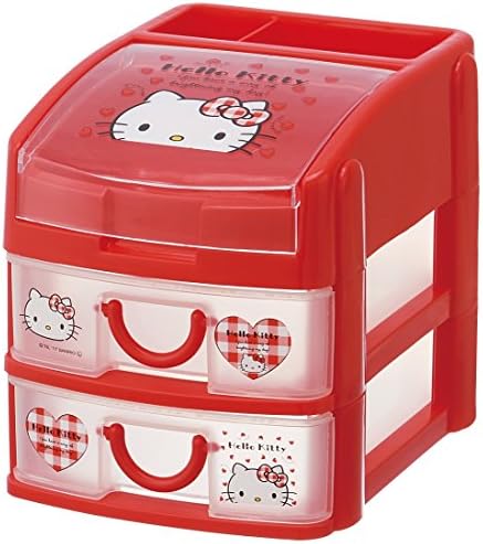 Sanrio Hello Kitty Che3n, מגירות פלסטיק קטנות עם תאים עליונים, אדום