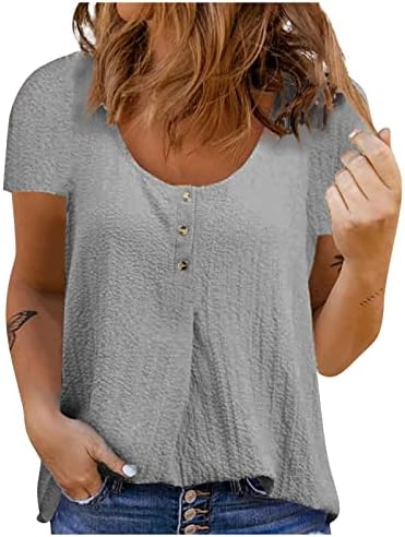חולצות כפתור בצבע אחיד לנשים קיץ אופנה מקרית שרוול קצר צוואר