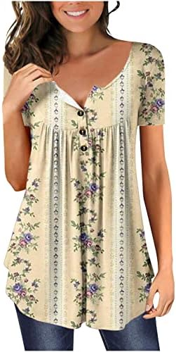 נשים טוניקת חולצות 2023 אביב קיץ טרנדי קצר שרוול חולצות להסתיר בטן חמוד טיז מזדמן מתגנדר חולצות
