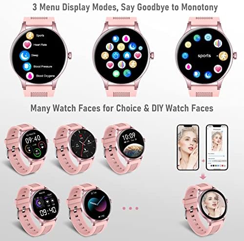 שעון חכם, שעונים חכמים של Bocloud עבור נשים, שעון חכם של אנדרואיד לאייפון עם חמצן דם/דופק/צג