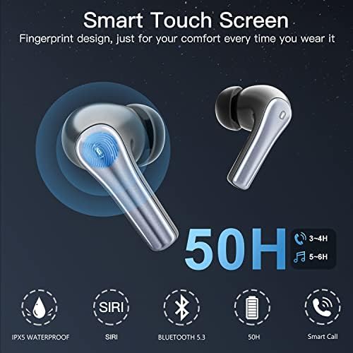 Geektop A8 אוזניות אלחוטיות אוזניות Bluetooth אוזניות פלייבק 50 שעות עם מארז טעינה מהירה סטריאו אלחוטי