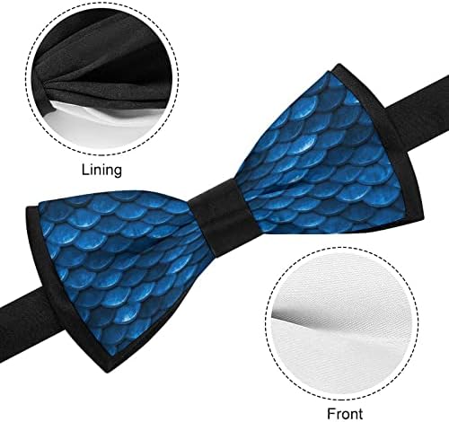 WeedKeycat Blue Fish Scales בסגנון מצחיק עניבה מצחיקה קשורים קשת פרפר מתכווננת מודפסת לגברים