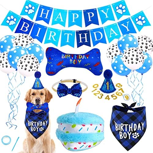כלב עוגת יום הולדת צעצועים עצם עצם ציוד למסיבות יום הולדת לכלב, צעיפי בנדנות לחיות מחמד כובע עניבת פרפר קטיפה צעצועים