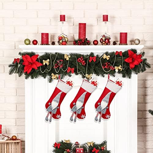 גרבי גנום לחג המולד, גנום קטיפה תלת מימדית שוודית גרביים אחים תלויים שקיות מתנה לקישוט חג חג המולד Hummingbird