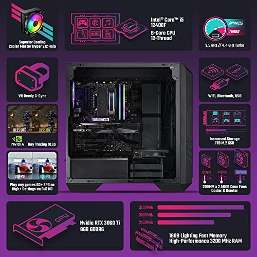 Cooler Master HAF 5 PRO PROMEAGH POMING PC - Intel I5 12400F - NVIDIA GEFORCE RTX 3060 TI - 16GB DDR4 3200MHz