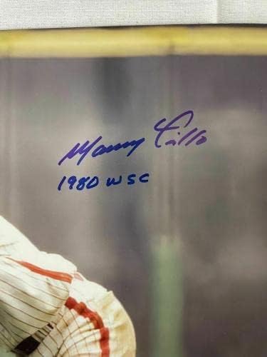 מני טרילו חתום חתימה עם חתימה מכתים 1980 WSC Phillies 11x14 צילום JSA - תמונות MLB עם חתימה