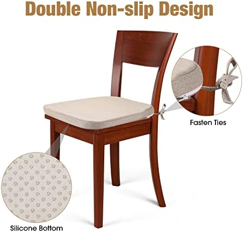 8 רפידות כיסא של 8 יח 'עם קשרים רפידות מושב ספוג צפיפות גבוהה רפידות כיסא מטבח כרית כסא כסא לא