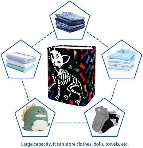 שלד חתול ועצמות צבעוניות הדפס סל כביסה מתקפל, סלי כביסה עמידים למים 60 ליטר אחסון צעצועי כביסה לחדר שינה