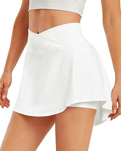 חצאית טניס קפלים של Ed3size עם כיסים לנשים חצאיות גולף אתלטיות עם מכנסיים קצרים מותניים צולבים