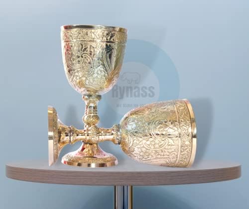 חבילת ריינס של 1, 2 גביע יין גביע פליז וינטג 'בעבודת יד המלך המלכותי פנטזיה כוסות כוסות מובלטות