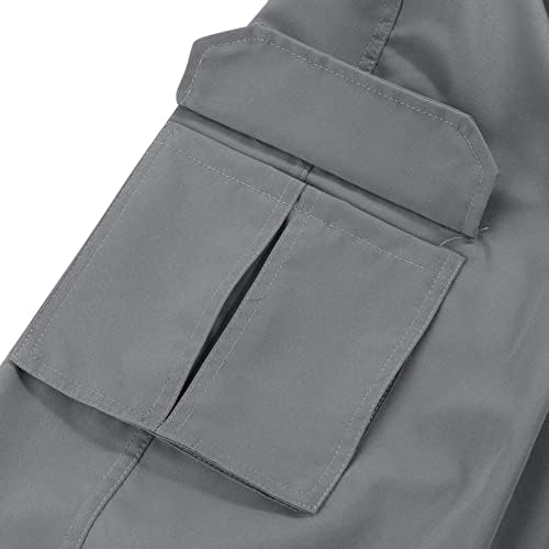 מכנסי מטען ג'ורסה לגברים בכושר ישר מכנסי מטען ישר מכנסי עבודה מזדמנים מוצקים מכנסיים קלים עם ריבוי