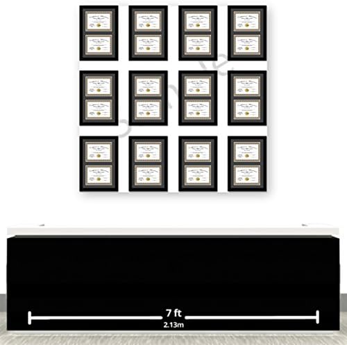 מסגרות תמונה יצירתיות 14 x20 מסגרת תעודה כפולה שחורה עם שטיין שחור מחזיקה שני מדיה 8.5 x 11 אינץ 'ותולבי קיר
