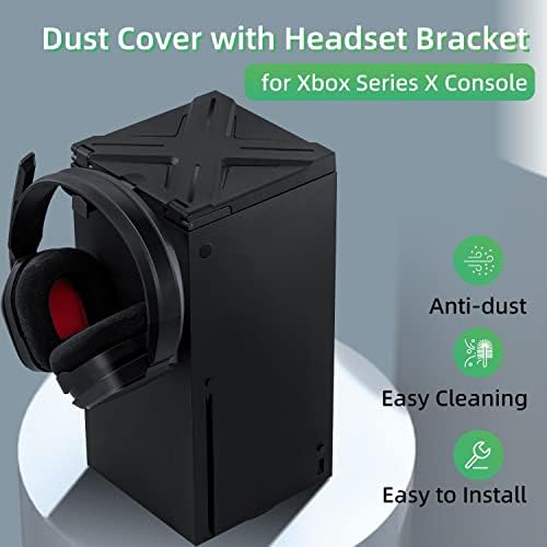 העטיפה העליונה של McBazel לסדרת Xbox X, מסנן אבק מארז אבק עם מחזיק אוזניות לסדרת Xbox X - שחור