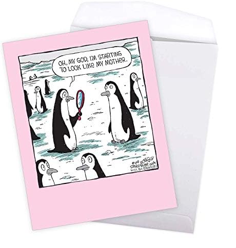 נובלוורקס-כרטיס ברכה מצחיק ליום האם-קומיקס ג 'מבו, הומור מצויר לאמא-בת פינגווין ג' 6793
