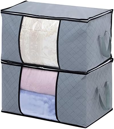 אסטרו בגדי אחסון שקיות, 6 חבילה בגדי אחסון בינס מתקפל ארון מארגני עם הופעל פחמן, לנשימה חומר, רוכסן, ברור חלון