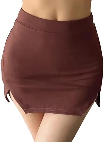 רוכסן שולי חריץ לנשים רוכסן רוכסן גבוה של Wasit מיני חצאית קצרה עם מכנסיים קצרים