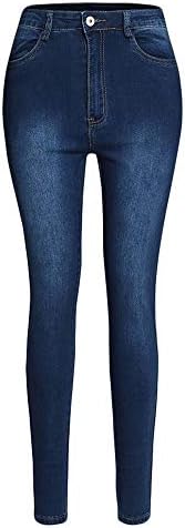 Andongnywell ג'וניורס לנשים עלייה גבוהה מכנסי ג'ינס בלתי ניתנים להתנגדות מכנסי ג'ינס רזים מכנסיים