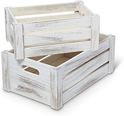 רופליקסו ארגזי עץ כפריים - סט של 2 ארגזי עץ וינטג 'דקורטיביים לאחסון - קופסאות תצוגה בסגנון בית