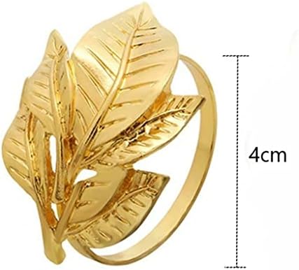 WODMB 12 יחידות מפיות טבעות מלון מסעדה מערבית עץ מתכת טבעת עלה טבעת מפית טבעת מפית (צבע: זהב, גודל