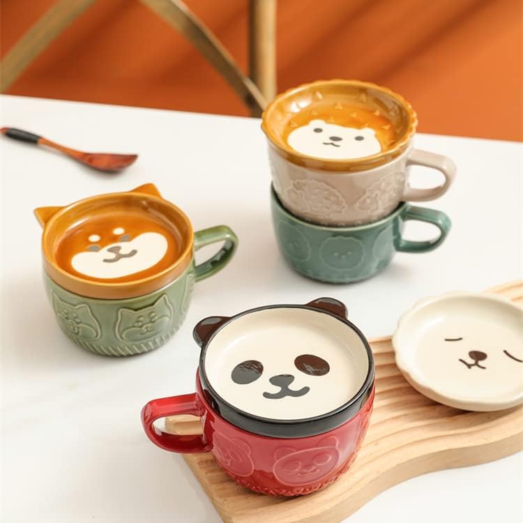 קאליו קרמיקה תה כוס קפה ספל עם מכסה, 3 ד חמוד בעלי החיים ספלים, עבור חלב, תה, מיץ, קפה-פנדה 8 עוז