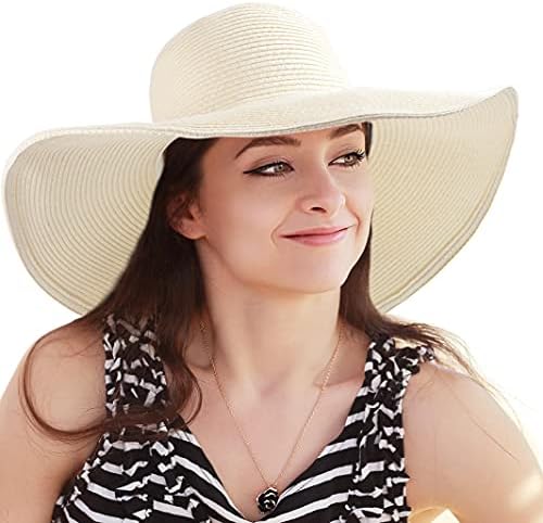 רחב ברים קיץ חוף כובע-גדול כובע אחסון ארגונית עבור ארון - חלב לבן קש כובע אופנתי וחוף נשי כובע