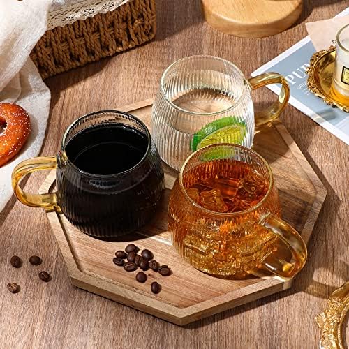 8 יחידות זכוכית ספלי קפה 12.5 עוז ברור ספלים עבור משקאות חמים מצולעים אספרסו כוסות זכוכית קפה