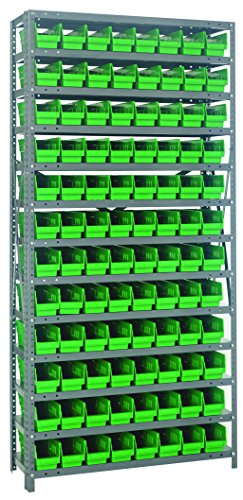 מערכות אחסון קוונטיות 1275-101GN יחידת מדפי פלדה עם 4 פחי מדף, 12 D x 36 W x 75 H, ירוק