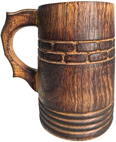 השראה מימי הביניים ספל בירה עץ כפרי בעבודת יד עיצוב ייחודי רטרו רטרו ידידותי לסביבה מלאי מזון אוכל